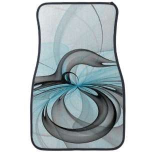 Abstract Anthracite Gray Blue Modern Fractal Art Car Floor Mat