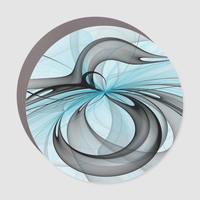 Abstract Anthracite Gray Blue Modern Fractal Art Car Magnet (Front)