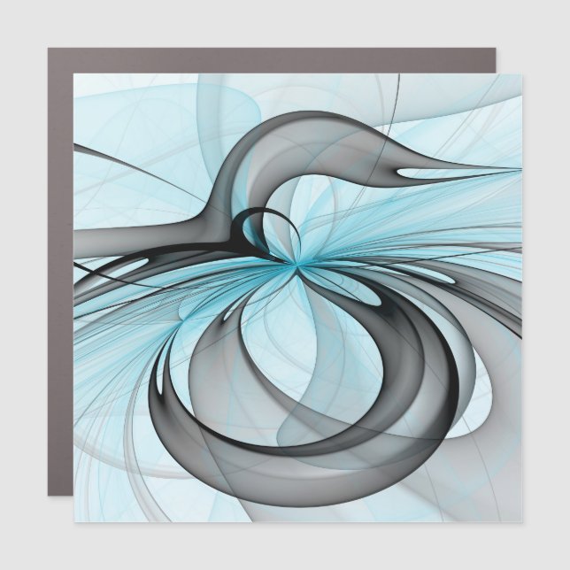 Abstract Anthracite Gray Blue Modern Fractal Art Car Magnet (Front)