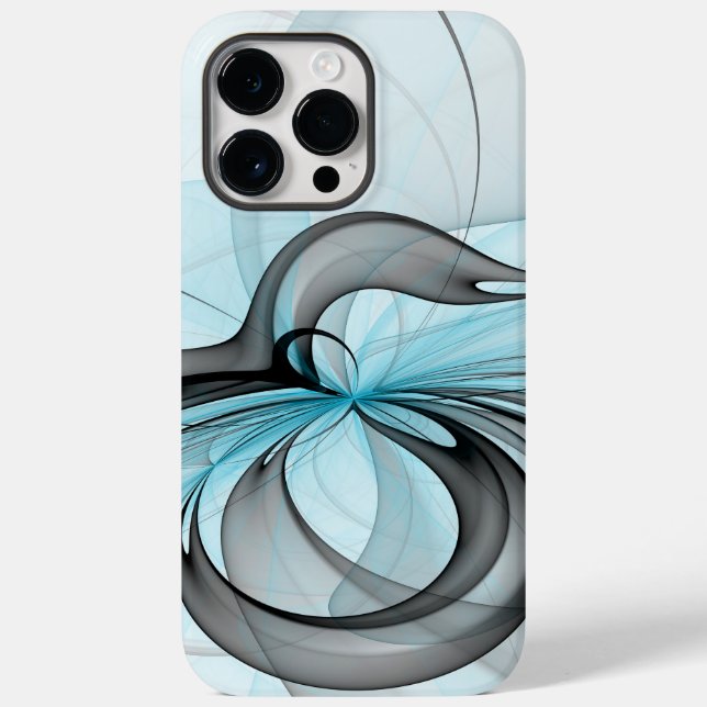 Abstract Anthracite Gray Blue Modern Fractal Art Case-Mate iPhone Case (Back)