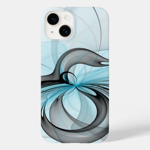 Abstract Anthracite Gray Blue Modern Fractal Art Case_Mate iPhone 14 Case