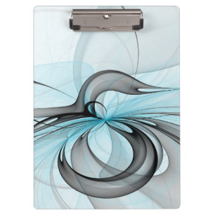 Abstract Anthracite Gray Blue Modern Fractal Art Clipboard