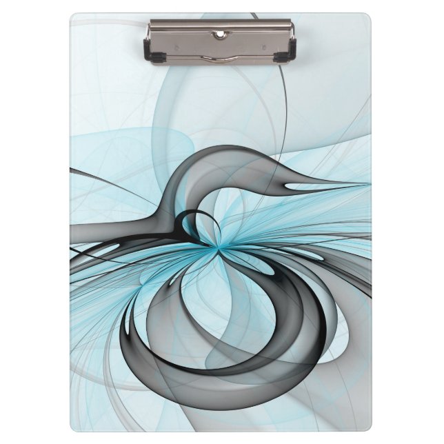Abstract Anthracite Gray Blue Modern Fractal Art Clipboard (Front)