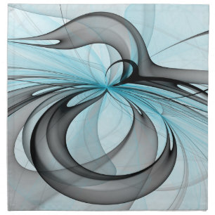 Abstract Anthracite Gray Blue Modern Fractal Art Cloth Napkin