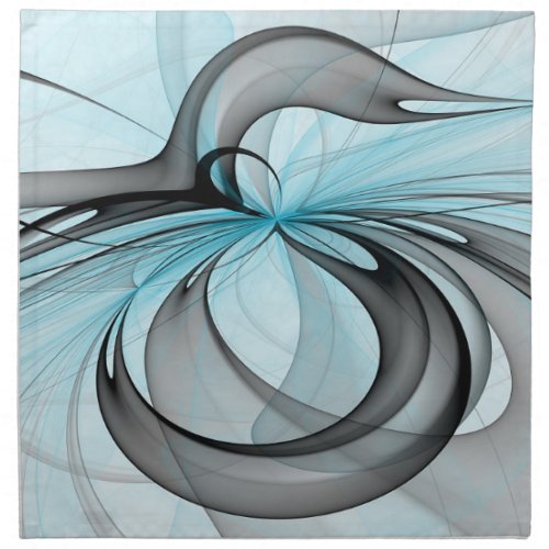 Abstract Anthracite Gray Blue Modern Fractal Art Cloth Napkin