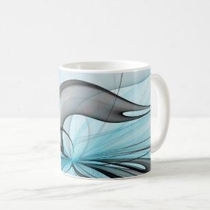 Abstract Anthracite Gray Blue Modern Fractal Art Coffee Mug