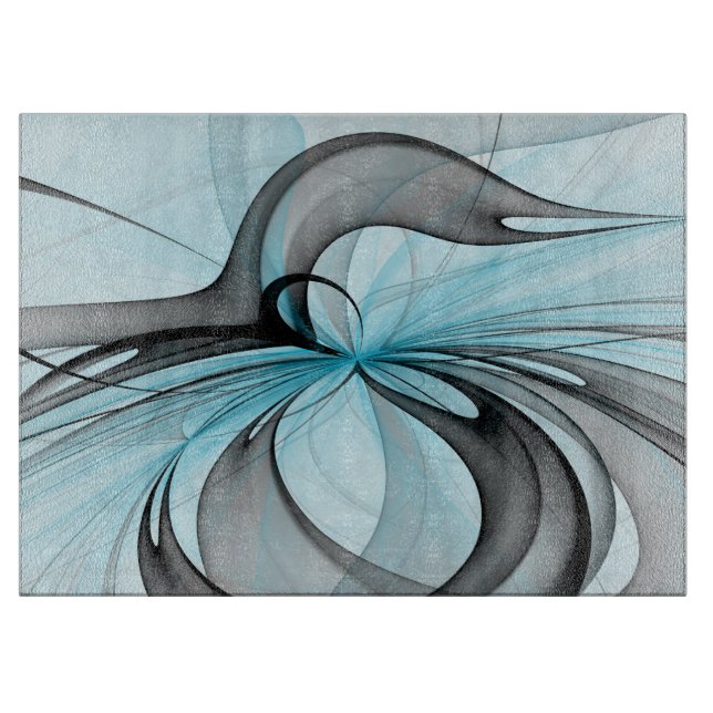 Abstract Anthracite Gray Blue Modern Fractal Art Cutting Board (Front)