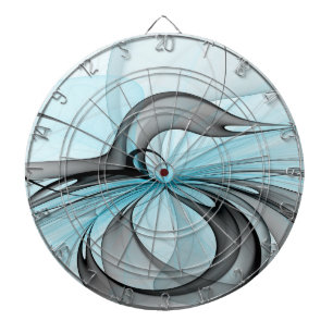 Abstract Anthracite Gray Blue Modern Fractal Art Dart Board
