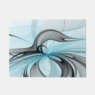 Abstract Anthracite Gray Blue Modern Fractal Art Doormat
