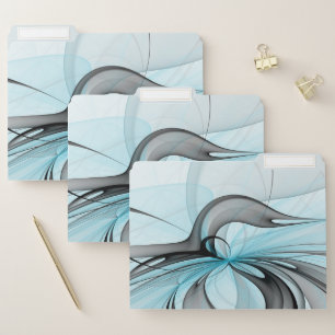 Abstract Anthracite Gray Blue Modern Fractal Art File Folder