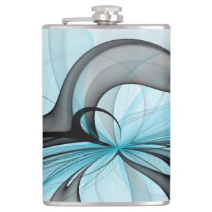 Abstract Anthracite Gray Blue Modern Fractal Art Flask