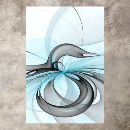 Abstract Anthracite Gray Blue Modern Fractal Art Floor Decals
