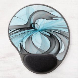 Abstract Anthracite Gray Blue Modern Fractal Art Gel Mouse Pad