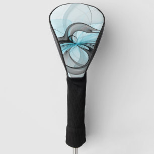 Abstract Anthracite Gray Blue Modern Fractal Art Golf Head Cover