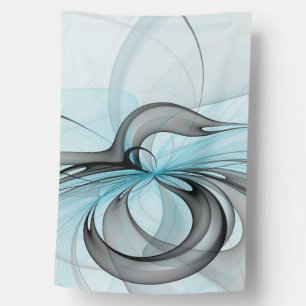Abstract Anthracite Gray Blue Modern Fractal Art House Flag