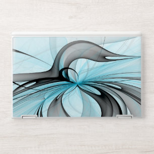 Abstract Anthracite Gray Blue Modern Fractal Art HP Laptop Skin