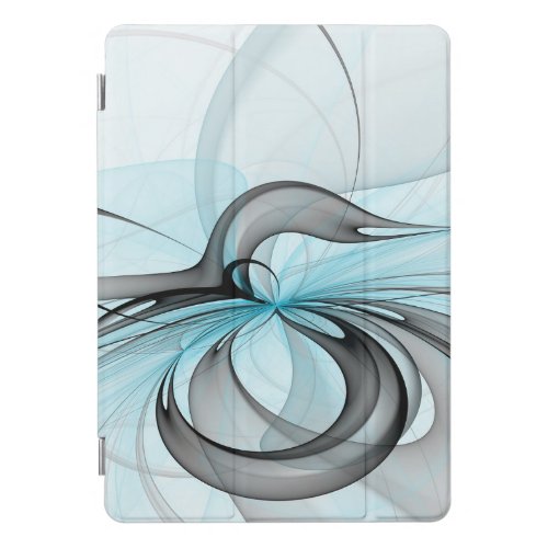 Abstract Anthracite Gray Blue Modern Fractal Art iPad Pro Cover