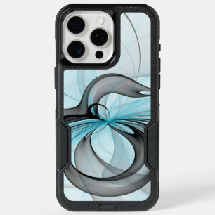 Abstract Anthracite Gray Blue Modern Fractal Art iPhone 15 Pro Max Case