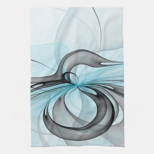 Abstract Anthracite Gray Blue Modern Fractal Art Kitchen Towel