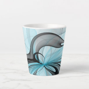 Abstract Anthracite Gray Blue Modern Fractal Art Latte Mug
