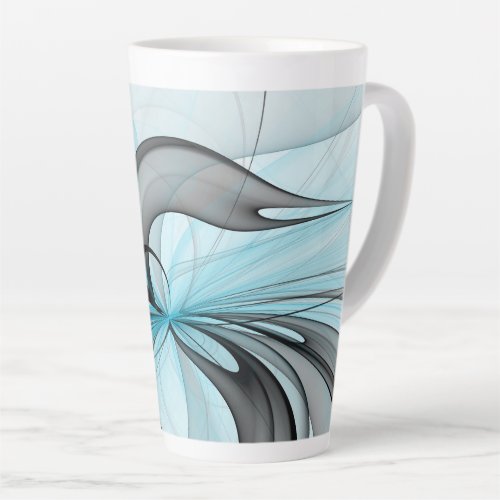 Abstract Anthracite Gray Blue Modern Fractal Art Latte Mug
