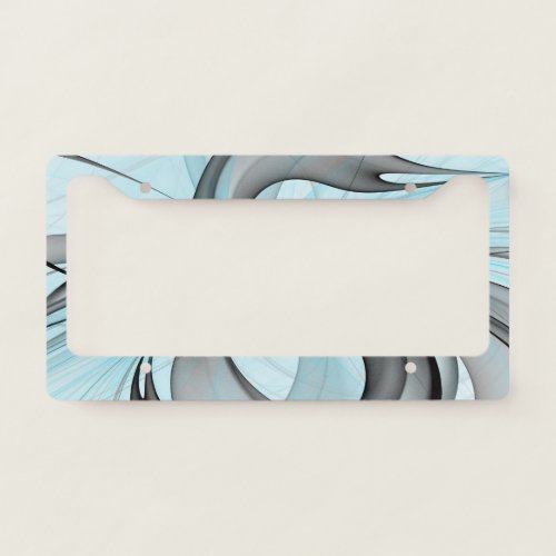 Abstract Anthracite Gray Blue Modern Fractal Art License Plate Frame