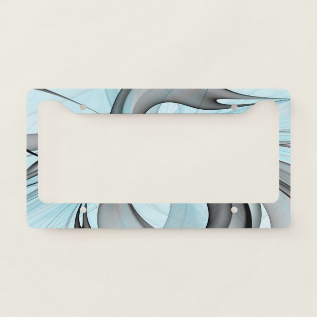 Abstract Anthracite Gray Blue Modern Fractal Art License Plate Frame (Front)