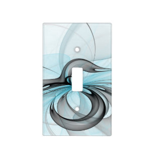 Abstract Anthracite Gray Blue Modern Fractal Art Light Switch Cover