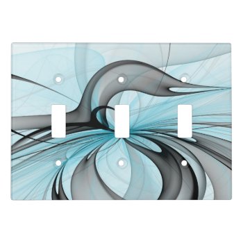 Abstract Anthracite Gray Blue Modern Fractal Art Light Switch Cover by GabiwArt at Zazzle