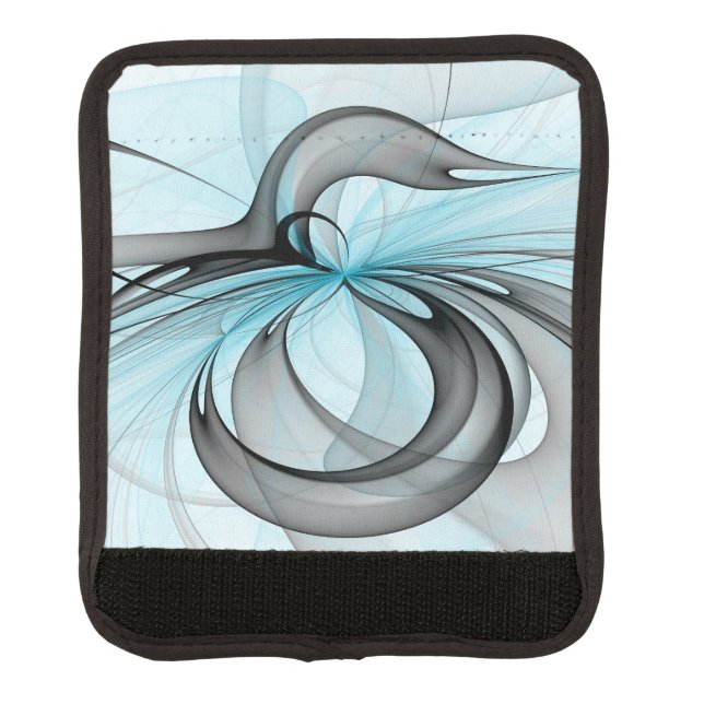 Abstract Anthracite Gray Blue Modern Fractal Art Luggage Handle Wrap (Front)
