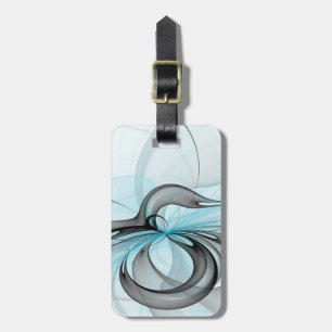 Abstract Anthracite Gray Blue Modern Fractal Art Luggage Tag