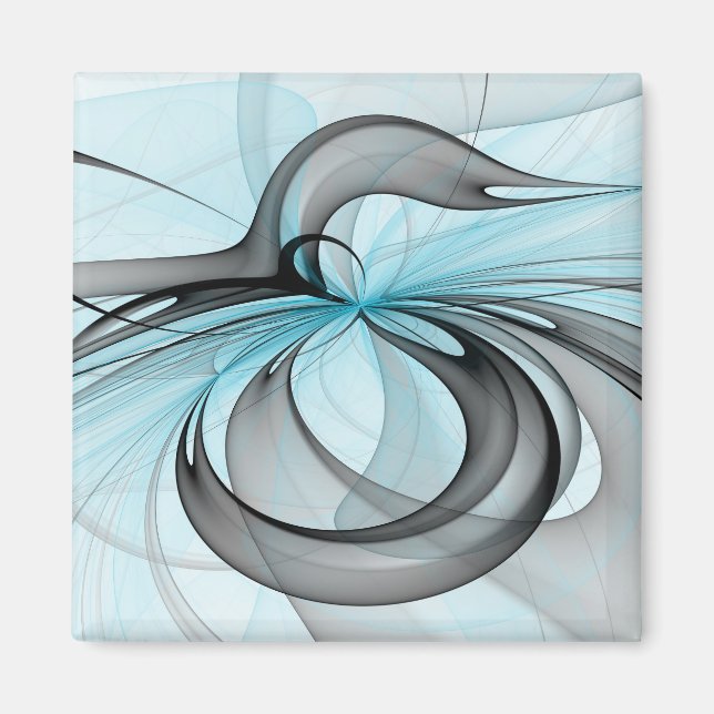 Abstract Anthracite Gray Blue Modern Fractal Art Magnet (Front)