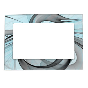Abstract Anthracite Gray Blue Modern Fractal Art Magnetic Frame