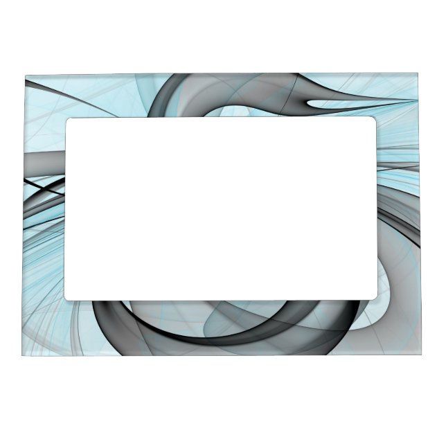 Abstract Anthracite Gray Blue Modern Fractal Art Magnetic Frame (Front)