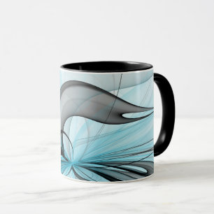 Abstract Anthracite Gray Blue Modern Fractal Art Mug