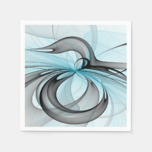 Abstract Anthracite Gray Blue Modern Fractal Art Napkins