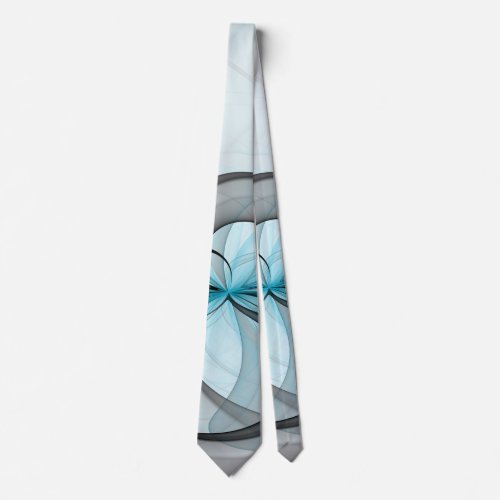 Abstract Anthracite Gray Blue Modern Fractal Art Neck Tie