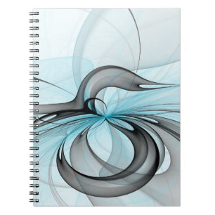 Abstract Anthracite Gray Blue Modern Fractal Art Notebook