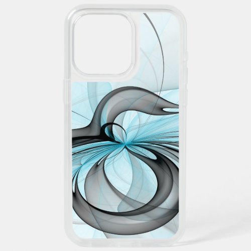 Abstract Anthracite Gray Blue Modern Fractal Art iPhone 15 Pro Max Case