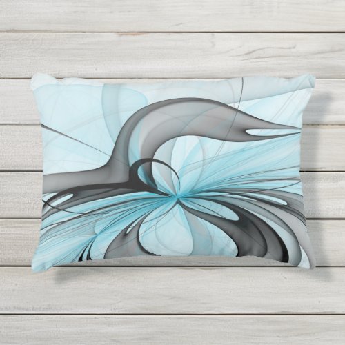 Abstract Anthracite Gray Blue Modern Fractal Art Outdoor Pillow