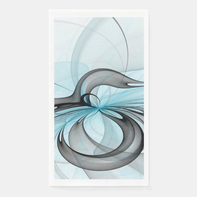 Abstract Anthracite Gray Blue Modern Fractal Art Paper Guest Towels (Front)