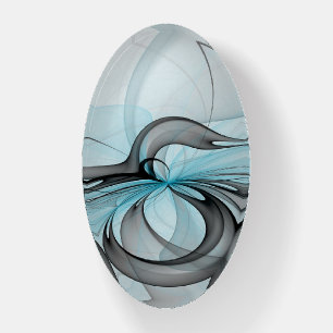 Abstract Anthracite Gray Blue Modern Fractal Art Paperweight
