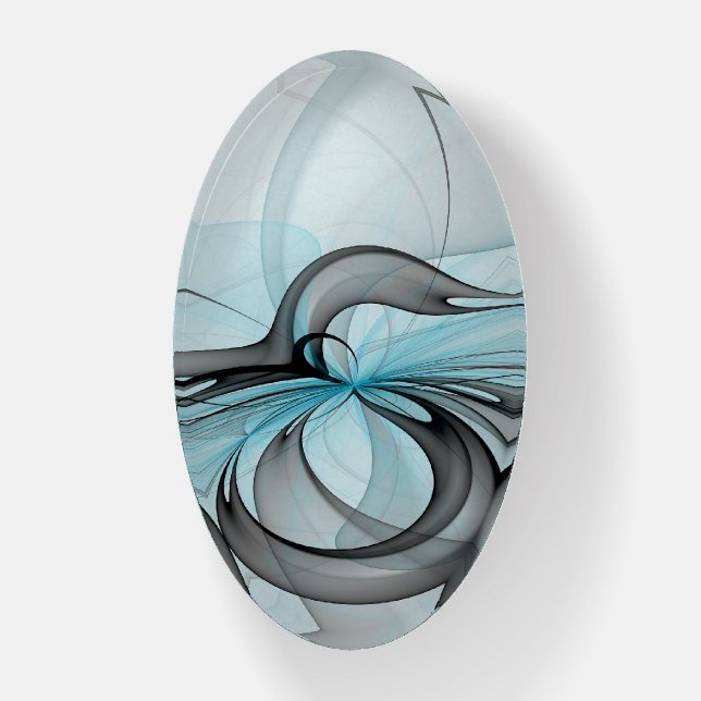 Abstract Anthracite Gray Blue Modern Fractal Art Paperweight (Vertical)