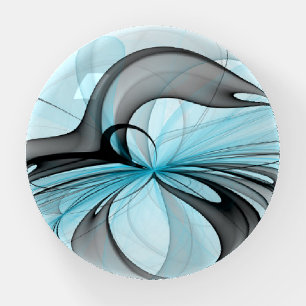 Abstract Anthracite Gray Blue Modern Fractal Art Paperweight