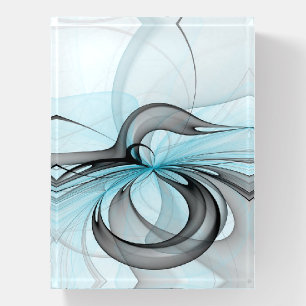 Abstract Anthracite Gray Blue Modern Fractal Art Paperweight