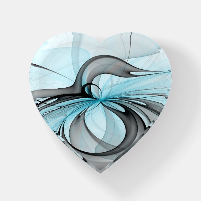 Abstract Anthracite Gray Blue Modern Fractal Art Paperweight (Front)