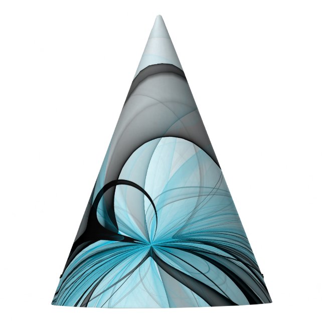 Abstract Anthracite Gray Blue Modern Fractal Art Party Hat (Front)