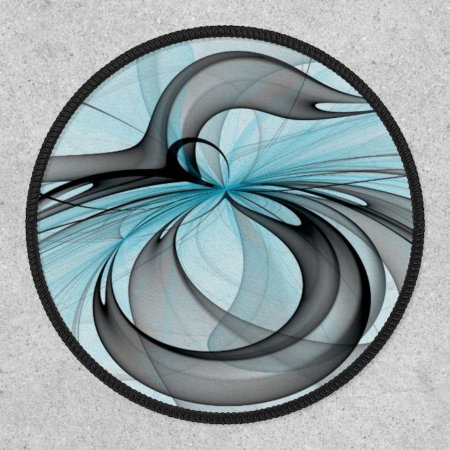 Abstract Anthracite Gray Blue Modern Fractal Art Patch (Front)