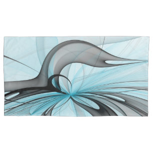 Abstract Anthracite Gray Blue Modern Fractal Art Pillow Case