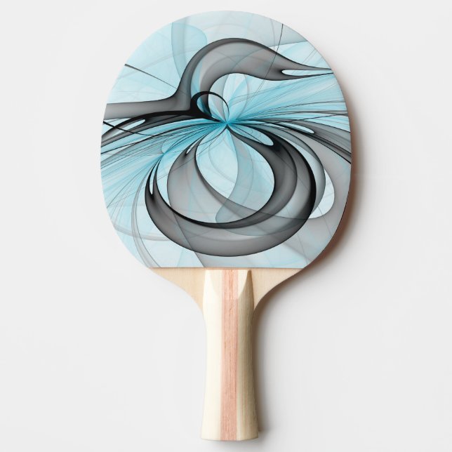 Abstract Anthracite Gray Blue Modern Fractal Art Ping Pong Paddle (Front)